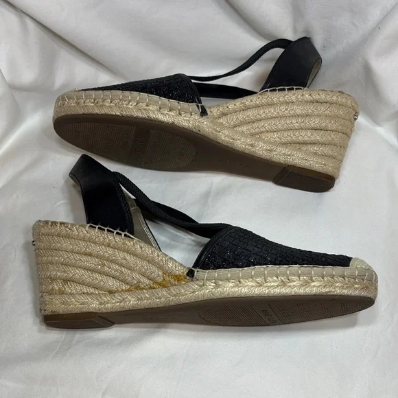 Anne Klein Aneesa Espadrille Wedge Sandals Black 9.5 - Picture 7 of 12